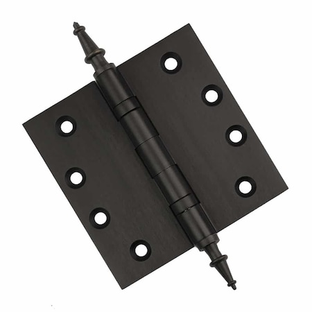 Embassy 4-1/2 x 4-1/2 Solid Brass Ball Bearing Hinge, Oil Rubbed Bronze Finish Steeple Tips 4545BBUS10BS-1